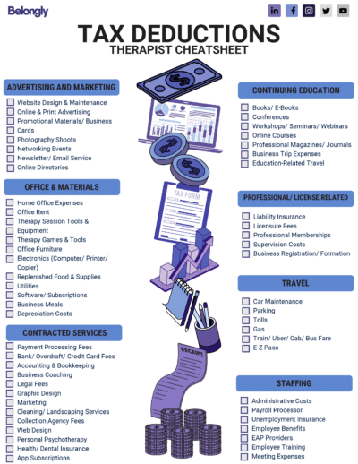 The Tax Deductions Cheatsheet For Therapists | Belongly